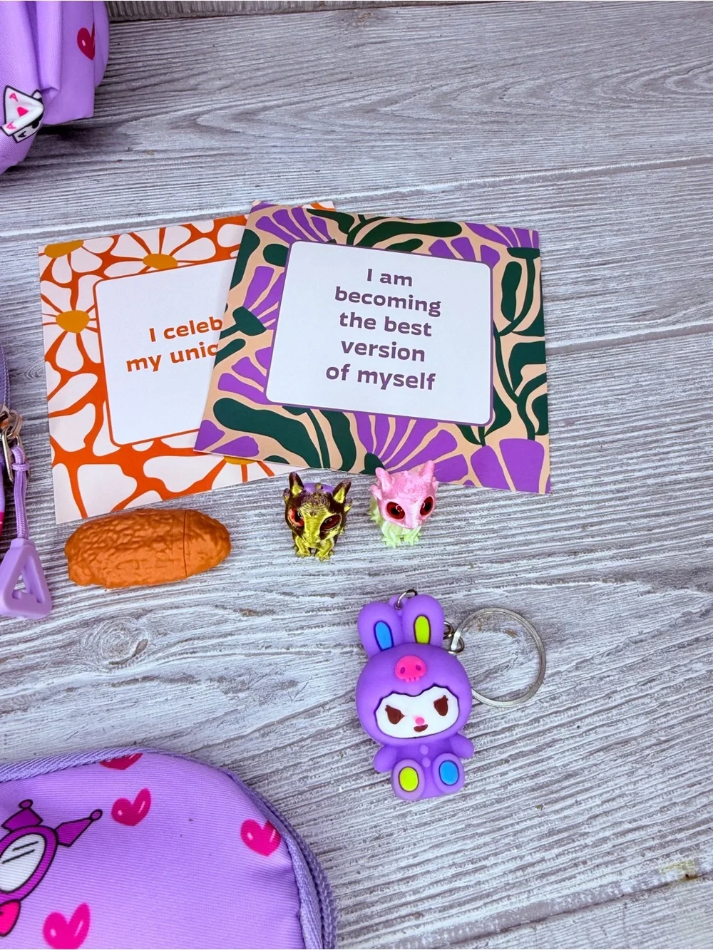 Kuromi backpack bundle , croc charms , keychain , stickers , pen , dragons bags